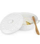 Twine Ceramic Brie Baking Dish With Acacia Wood Spreader, White - New Box. Fixed Price $29.00.