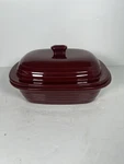 Pampered Chef Cranberry Deep Covered Baker 3.1 Qt Stoneware Casserole Never Used. Fixed Price $49.95.