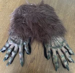 Fun World Div. Werewolf Halloween Adult Latex Fur Gloves Brown Vintage #5813. Fixed Price $20.00.