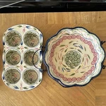 Temp-tations Ceramic Muffin Pan, Serving Tray & Metal Rack, Oven Safe. Fixed Price $55.00.