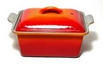 Creuset Early Model Flame Enameled Cast Iron 24 Oz. Pate Terrine France. Fixed Price $98.00.