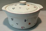 Vtg Ceramic Covered Casserole Japan Flowers Oven Proof Very Good 8 1/2" X 1/4". Fixed Price $13.49.