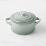 Le Creuset Stoneware Mini Round Cocotte 8 Oz. Sea Salt No Box. Fixed Price $22.00.