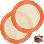 Silicone Baking Mats For 8 Inch Cake Pan, 2 Pack-round, Beige, Orange. Fixed Price $13.99.