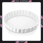 Lovecasa 10" Porcelain Quiche Dish, Non-stick Round Pie Pan, Oven Safe (white). Fixed Price $47.95.