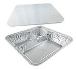 Handi-foil Large Aluminum 3-COMPARTMENT Oblong Tv Dinner Tray Pan W/lid 25/PK. Fixed Price $40.99.