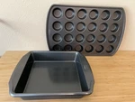 Set Of Wilton Non-stick Pans Mini Muffin Cupcake Tin 24 Hole & 9X9 Brownie. Fixed Price $9.49.