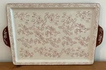 Temptations By Tara Red Floral Lace Rectangular Serving Tray Platter Baking. Fixed Price $25.00.