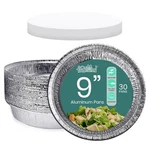 30 Pack 9IN Round Aluminum Pie Pans With Lids Disposable. Fixed Price $28.55.