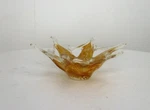 Small Italian Art Glass Amber Yellow Star Bowl Dish Centerpiece Murano Basket. Fixed Price $120.00.