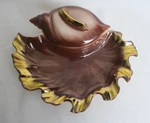 Artisian Made Seashell Dish Serving Plate Bowl Covered Section Mauve And Gold. Fixed Price $17.00.