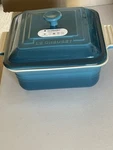 Creuset Stoneware Classic Covered Square Casserole In Deep Teal 3L Second. Fixed Price $105.00.