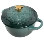 Le Creuset Stoneware Mini Cocotte With Gold Star Knob 24OZ Artichaut Tree Nib. Fixed Price $129.95.
