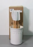 One Cotton White 1 Quart Crock With 3 Utensils - Le Creuset Nib. Fixed Price $52.00.