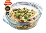 Simax Casserole Dish With Lid, 24 Ounce Round Glass 0.75 Quart, Clear. Fixed Price $43.98.