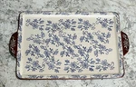 Temptations By Tara Blue Floral Lace Pattern Serving /cookie Bake Tray 13" X 9". Fixed Price $29.99.