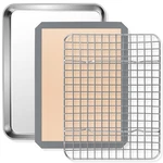 9 Inch Small Toaster Oven Pan With Grid Rack And Silicone Mat Set, P&p Chef Mini. Fixed Price $20.26.