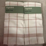 Figmint Kitchen Towel Set Unisex 18X28 Off-white New Plaid Cotton 2-PACK. Fixed Price $10.00.