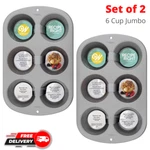 2-PACK 6 Jumbo Large Muffin Pan Bake Cupcake Baking Mold Non-stick. Fixed Price $26.99.