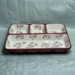 Temptations By Tara Ceramic Divided Serving Tray The Floral Lace Pattern. Fixed Price $29.00.