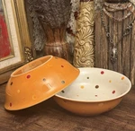 2 Temp-tations Tara Polka Dot Spice Cereal Salad Bowls Whimsical Terracotta Mod. Fixed Price $23.00.