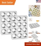 Mirror Finish 12 Cup Stainless Steel Muffin Tin Set Non-stick & Easy Clean. Fixed Price $46.99.