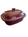 Pampered Chef Deep Covered Baker 3.1 Qt Cranberry Stoneware #1124 Usa. Fixed Price $45.00.