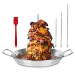 Bbq Vertical 10.5 " Base Pan& 3 Skewers With Brush, Silver. Fixed Price $33.96.