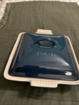 Le Creuset Heritage Stoneware Shallow Square Covered Baker, 2-QT Agave. Fixed Price $57.00.