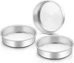 8 Inch Round Cake Pan Stainless Steel Baking Set Of 3 Birthday Wedding Tin. Fixed Price $23.03.