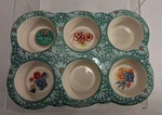 Pioneer Woman Ceramic 6 Muffin Pan Flea Market Teal Blue Florals Cupcake. Fixed Price $29.75.