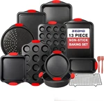 13-PIECE Baking Pans Sets, Nonstick Bakeware Bpa-free Carbon Steel Stackab. Fixed Price $90.47.