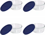 Storage 4-CUP Round Dish With Dark Blue Plastic Cover, Clear (case Of Containe. Fixed Price $87.82.
