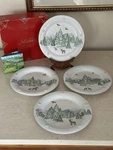 New Juliska Berry & Thread North Pole Cocktail Plates Assorted SET/4 In Box!. Fixed Price $135.00.
