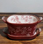 Temp-tations Red Floral Lace Ramekin Baker 10 Oz. W/tray. Fixed Price $13.00.