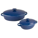 Strawberry Street Sienna Covered Casserole 10" And 7" Bakeware Set, Blue. Fixed Price $55.99.