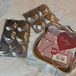 Vintage Wilton Valentines Day Cake Pan And Heart Treat Molds. Fixed Price $30.00.