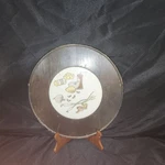 Vtg Ozark Walnut Mcm Wood Tray With Central Ceramic Inlay W/culinary Scene 70'S. Fixed Price $25.50.