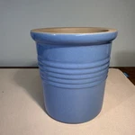 Pampered Chef Family Heritage Stoneware Utensil Holder Bread Crock Lt. Blue. Fixed Price $10.95.