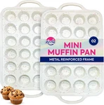 Pack Silicone Mini Muffin Pan With Metal Reinforced Frame, 24-CUP Cupcake. Fixed Price $17.99.