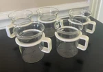 Vintage Set 5 Iconic Bodum Bistro Tea Coffee Glasses 80S Holder White Plastic. Fixed Price $59.49.