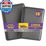 Wilton Silver 2- Piece Non-stick Baking Sheet Set, Stainless Steel Bakeware For. Fixed Price $46.24.