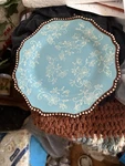 Set Of 4 Temptations Temp-tations Tara Floral Lace 8" Plate Light Blue Teal. Fixed Price $40.00.