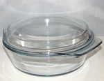 Marinex Clear Glass Casserole Dish Round Cookware Ovenware Tab Handle Lid. Fixed Price $19.99.