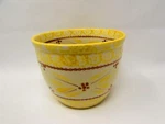 Old World Yellow By Temp-tations Bowl Sponge Bands Red Dot Flowers B373. Fixed Price $5.25.