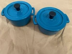 Threshold Mini Cast Iron Enamel Dutch Oven Turquoise .25 Qt Casserole Cookware. Fixed Price $39.99.