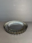Arcuisine France Smoked Glass Fluted Tart Quiche Pans Set 2 Vintage. Fixed Price $44.99.