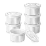 Vancasso 8 Oz Ramekins With Lid, Porcelain Creme Brulee Souffle Dishes, White.... Fixed Price $35.09.
