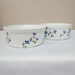Cordon Bleu Ramekins Bia France 4.5" Porcelain White Floral Set Of 2 Vtg Flaw. Fixed Price $12.99.