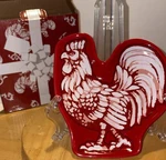 Rooster Chicken Spoon Rest, Red & White Temptations By Tara New With Gift Box. Fixed Price $12.99.